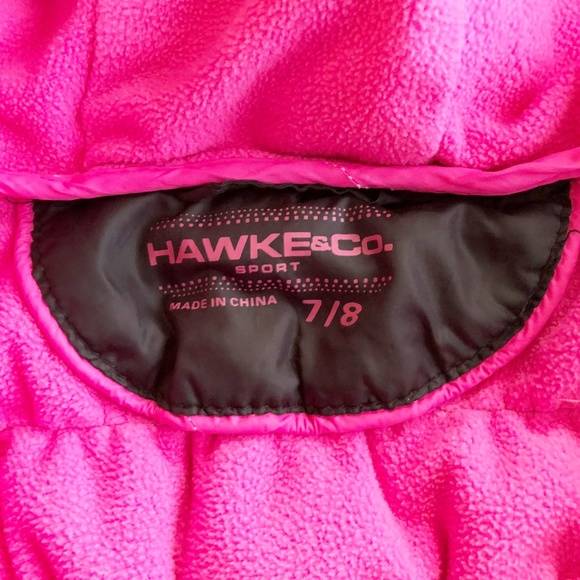 HAWKE&CO Girls Youth 7/8 Puffer Down Hooded Winter Jacket Fleece lined Blk Pink - Picture 8 of 10